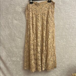 Vintage Cream Tan Maxi A-Line Cocktail Skirt